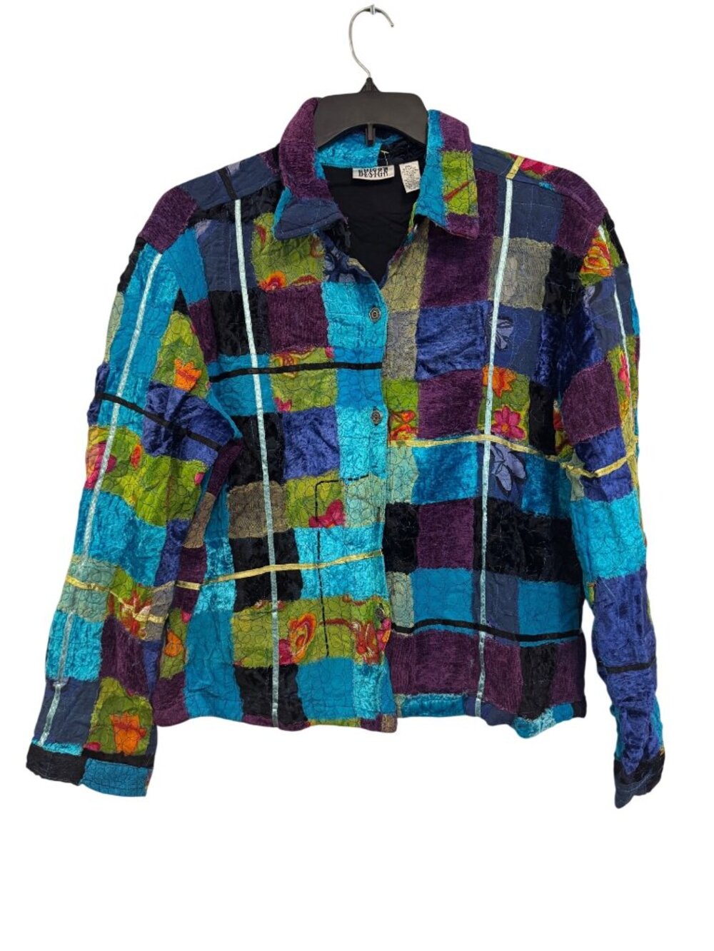 vintage Chicos Design Womens Patchwork Button-Up Jacket Size S India